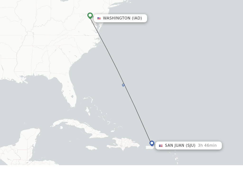 Flights from San Juan to Washington route map