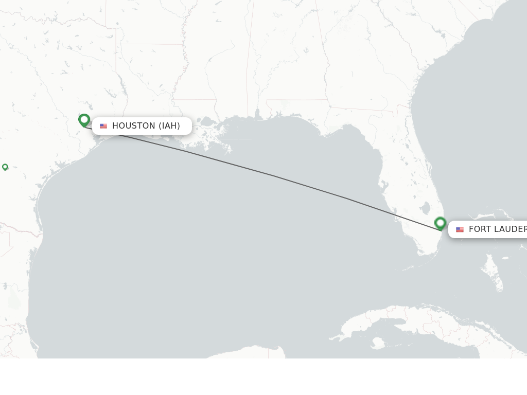 Flights from Houston to Fort Lauderdale route map