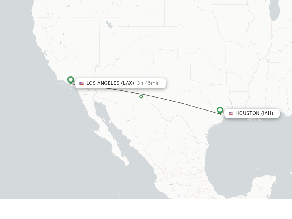 Flights from Houston to Los Angeles route map