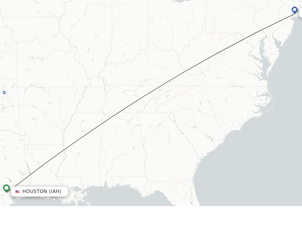 Flights from Houston to New York route map