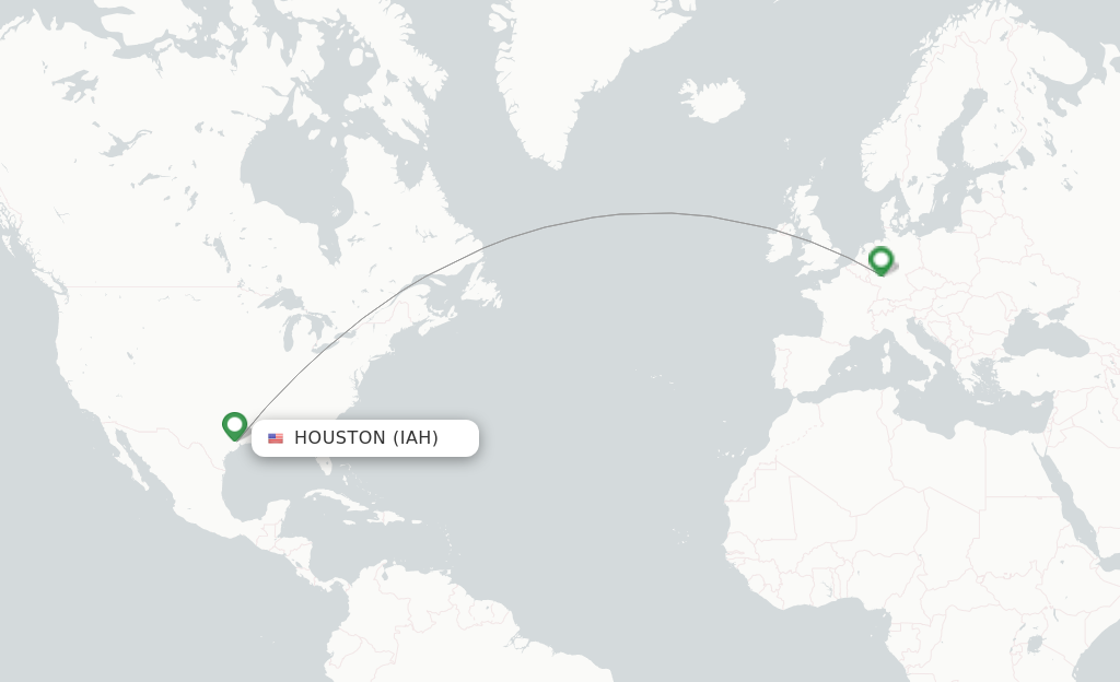 Route map with flights from Houston with Lufthansa