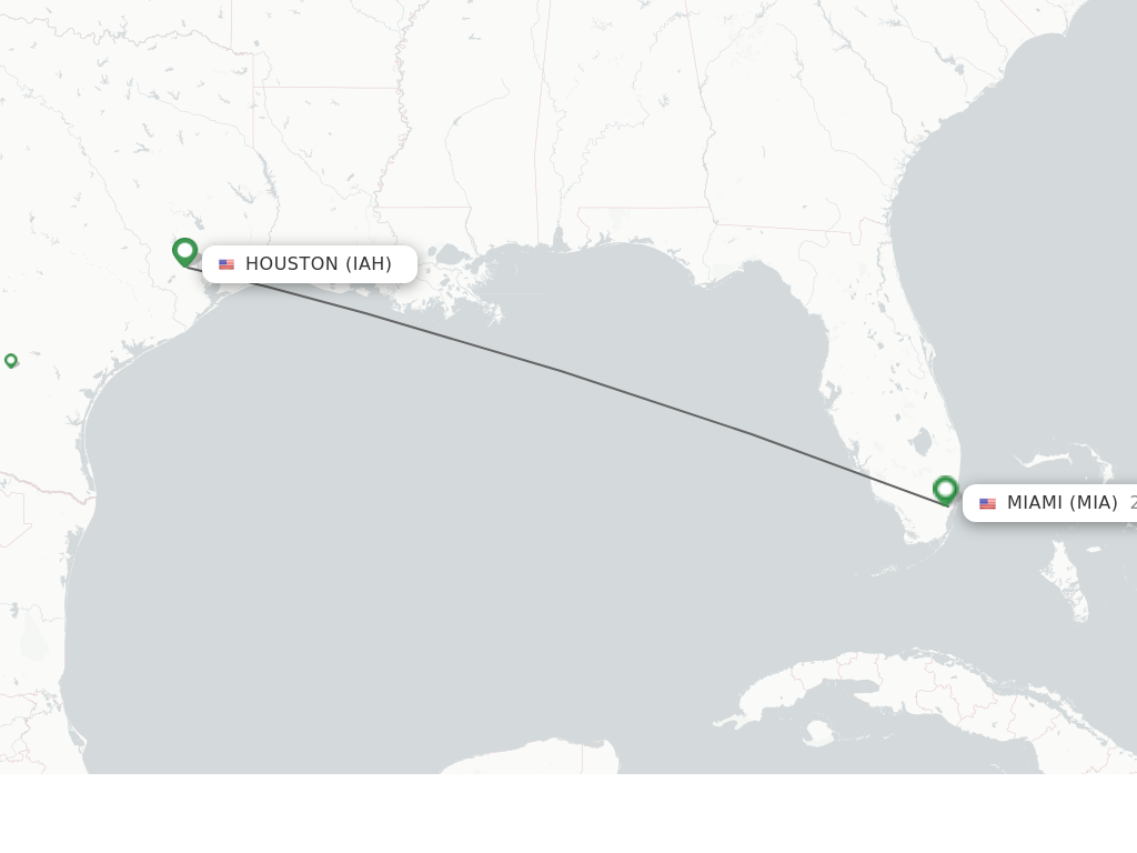 Flights from Houston to Miami route map