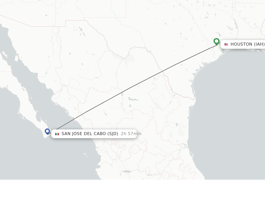 Flights from San Jose Del Cabo to Houston route map