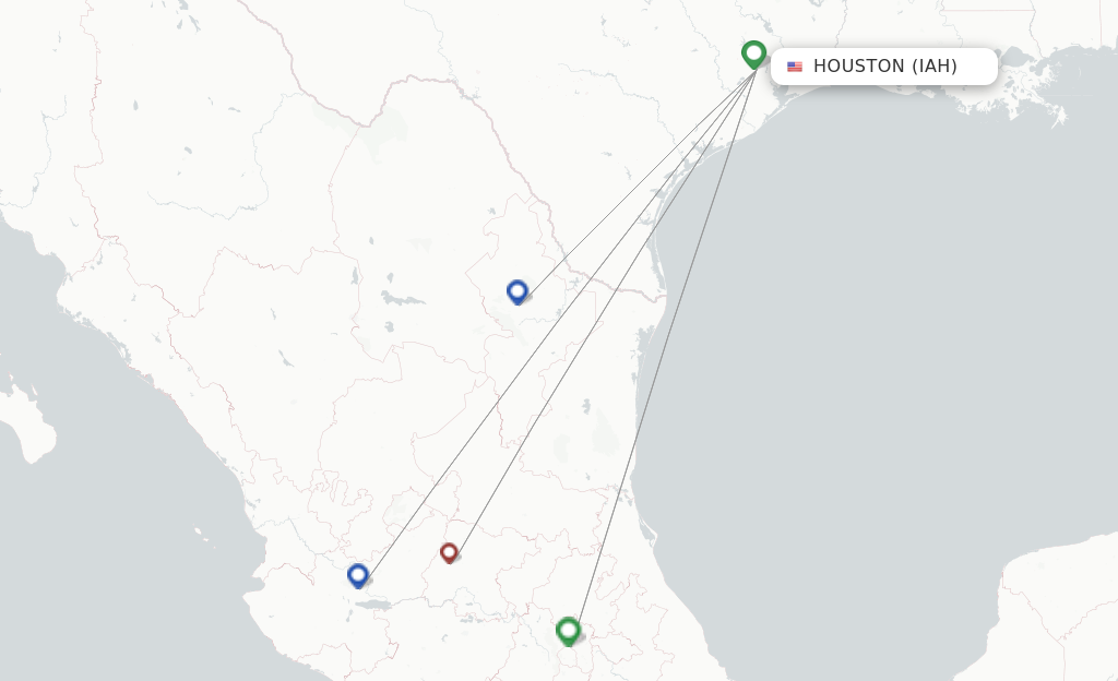 Route map with flights from Houston with Viva