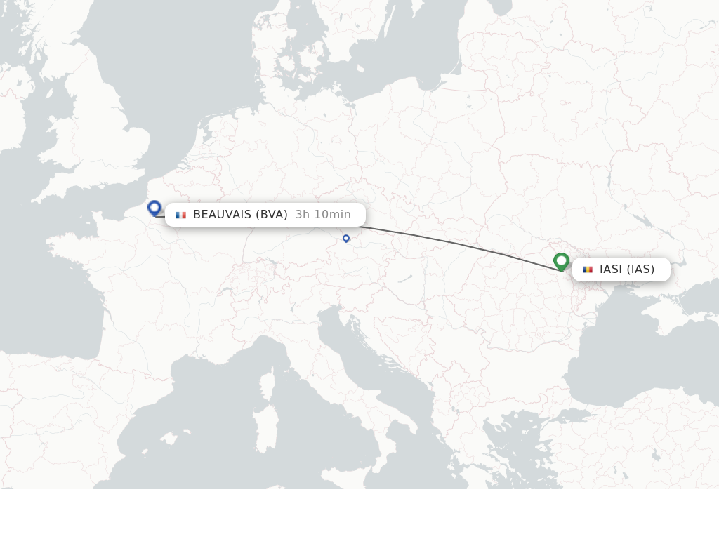 Flights from Iasi to Paris route map