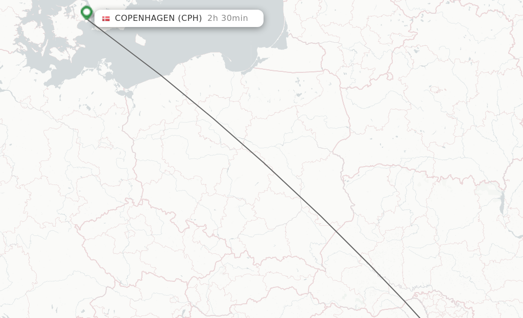 Flights from Iasi to Copenhagen route map