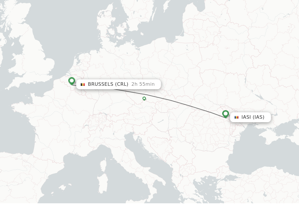 Flights from Iasi to Brussels route map