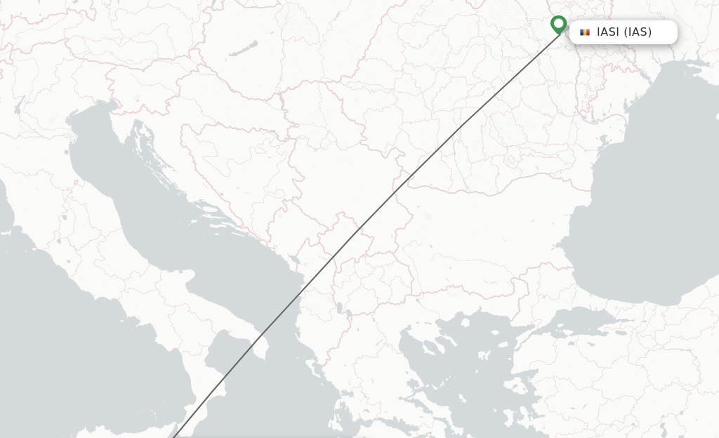 Flights from Iasi to Catania route map