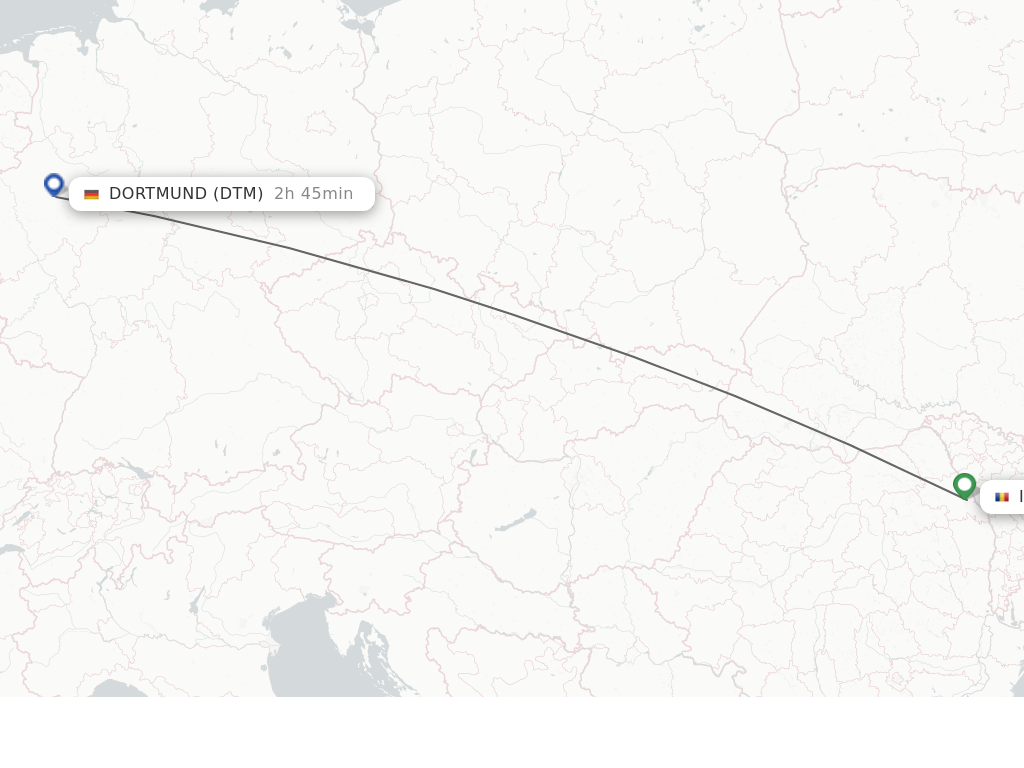 Flights from Iasi to Dortmund route map