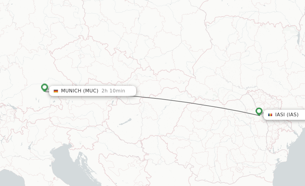 Flights from Iasi to Munich route map