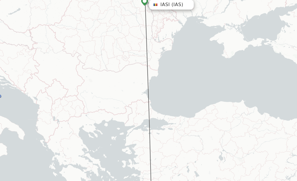 Flights from Iasi to Rhodes route map
