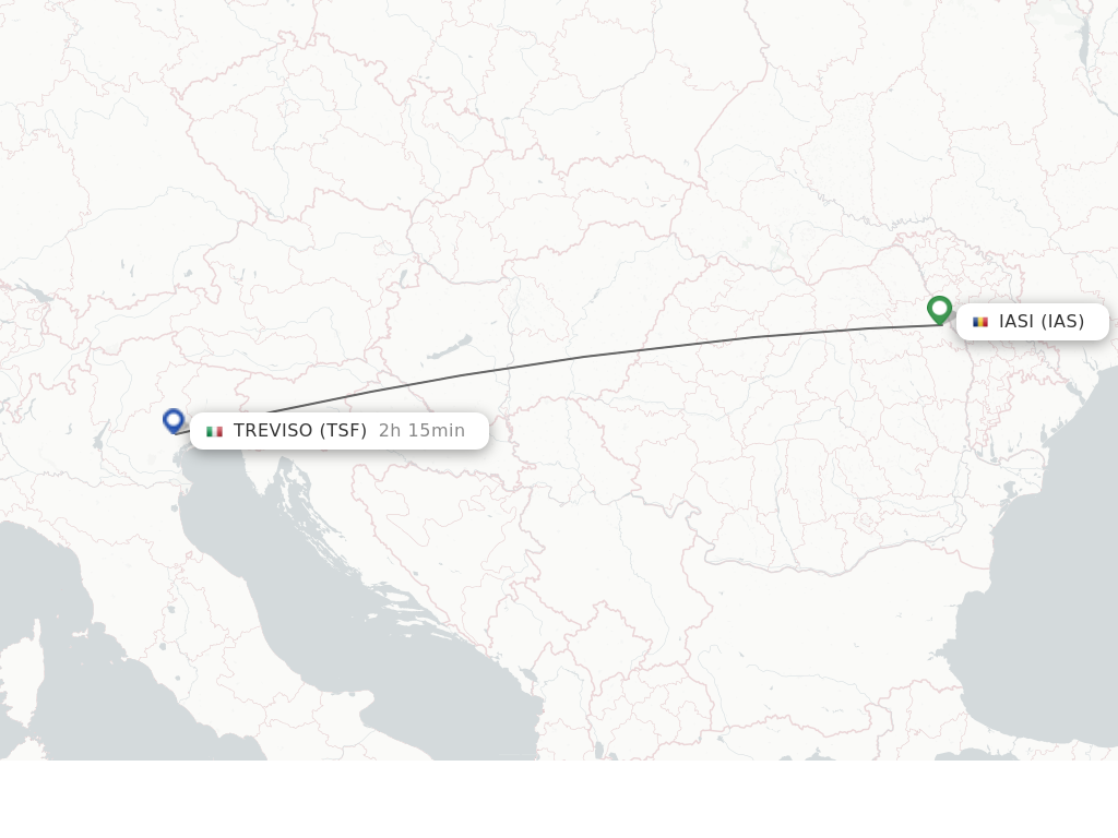 Flights from Iasi to Venice route map