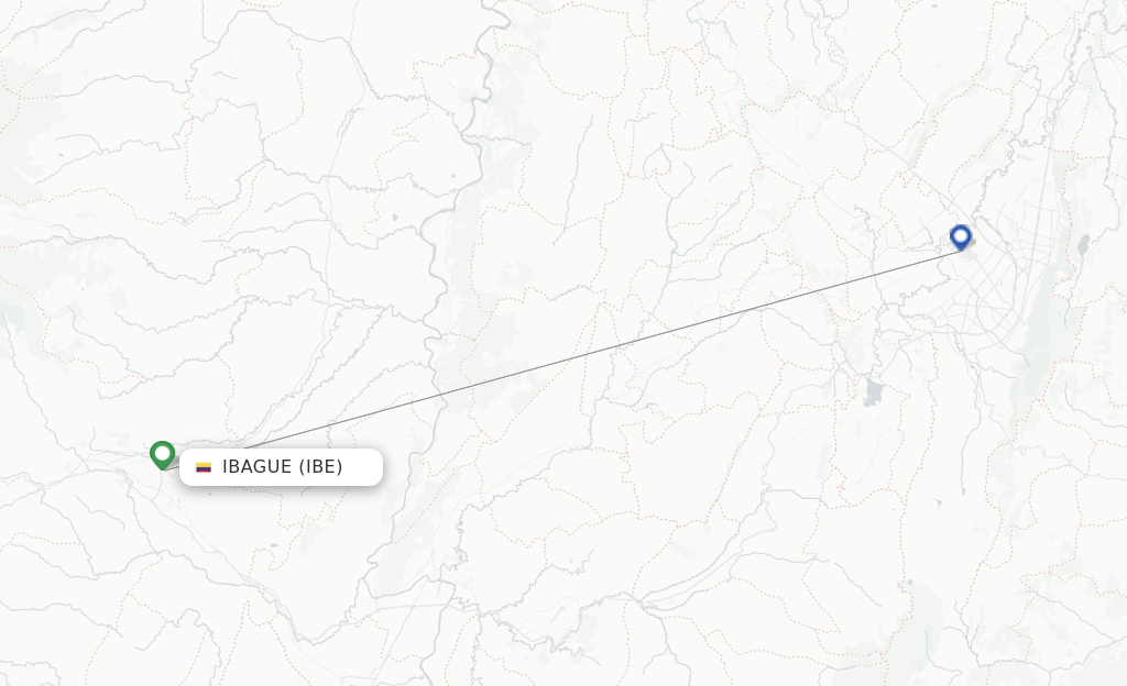Route map with flights from Ibague with AVIANCA