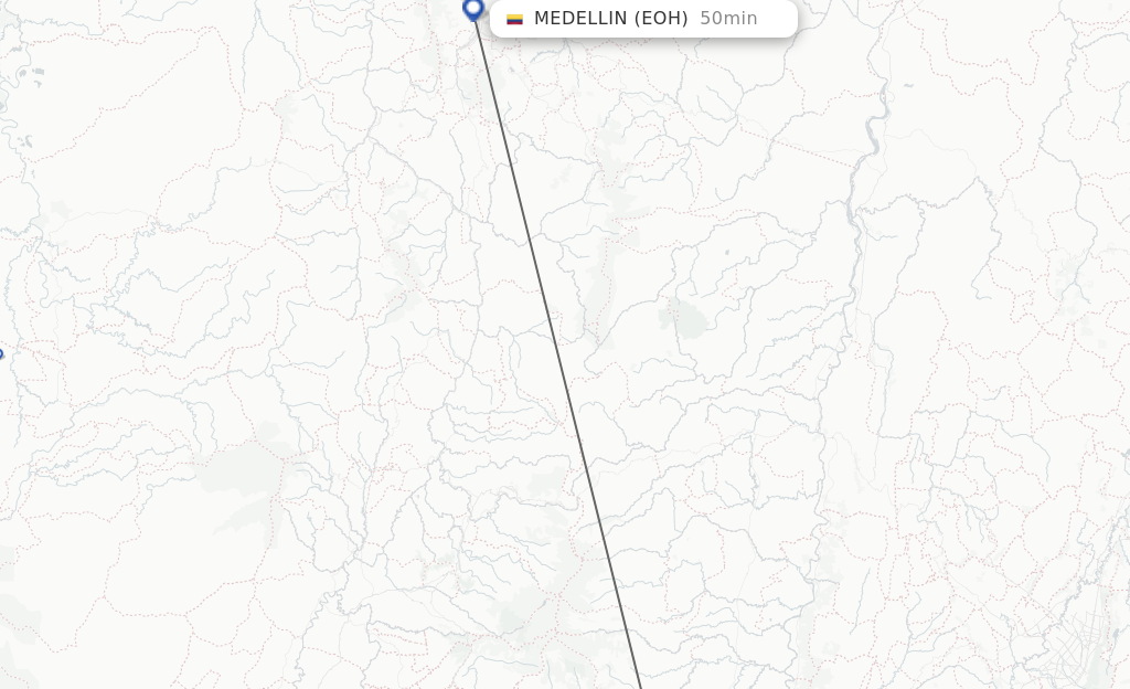 Flights from Ibague to Medellin route map