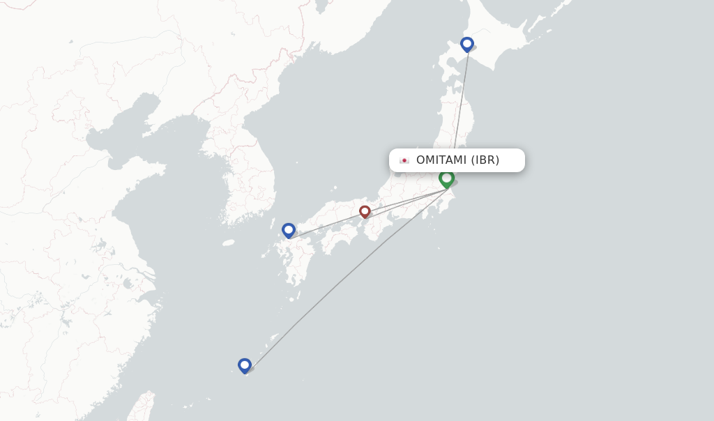 Route map with flights from Omitami with Skymark Airlines