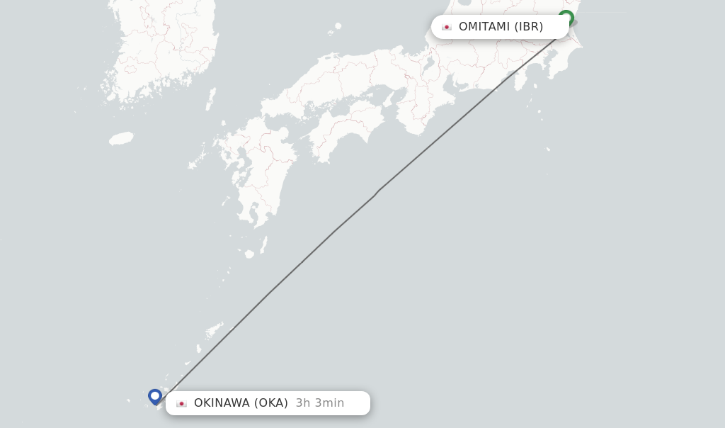 Flights from Omitami to Okinawa route map