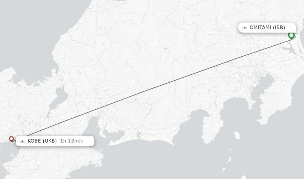 Flights from Omitami to Kobe route map