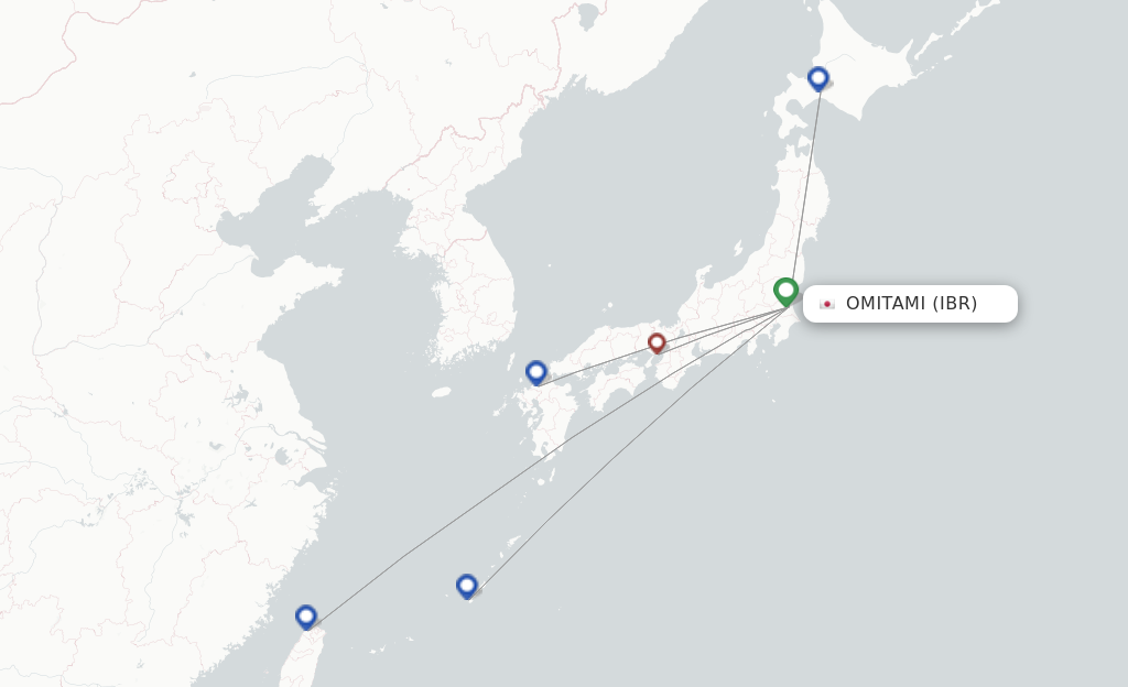 Flights from Omitami to Fukuoka route map