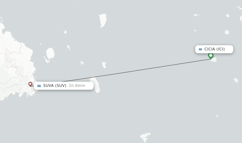 Flights from Cicia to Suva route map