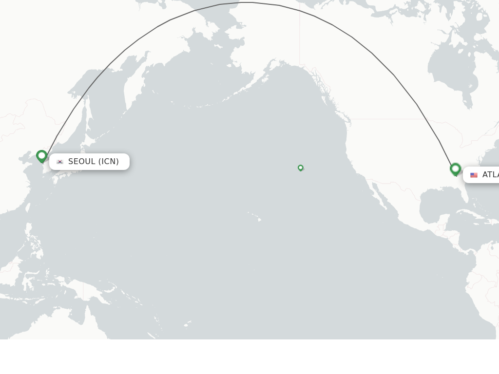 Flights from Seoul to Atlanta route map