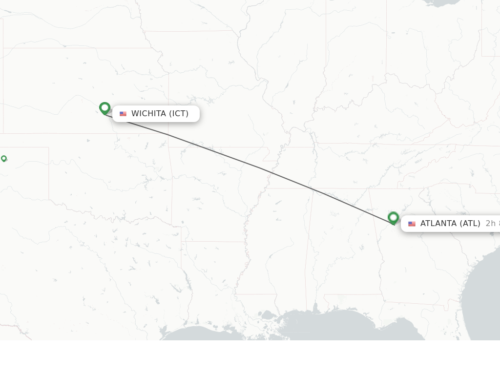 Flights from Wichita to Atlanta route map
