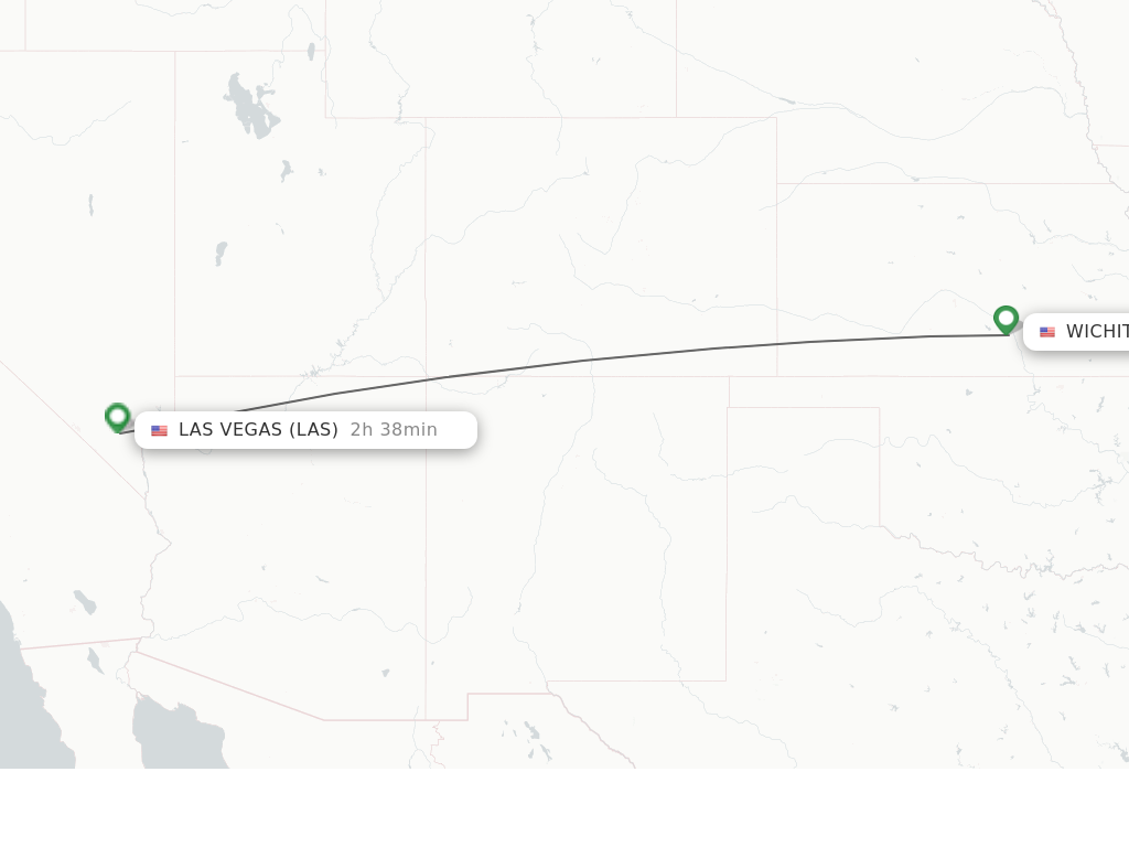 Flights from Wichita to Las Vegas route map