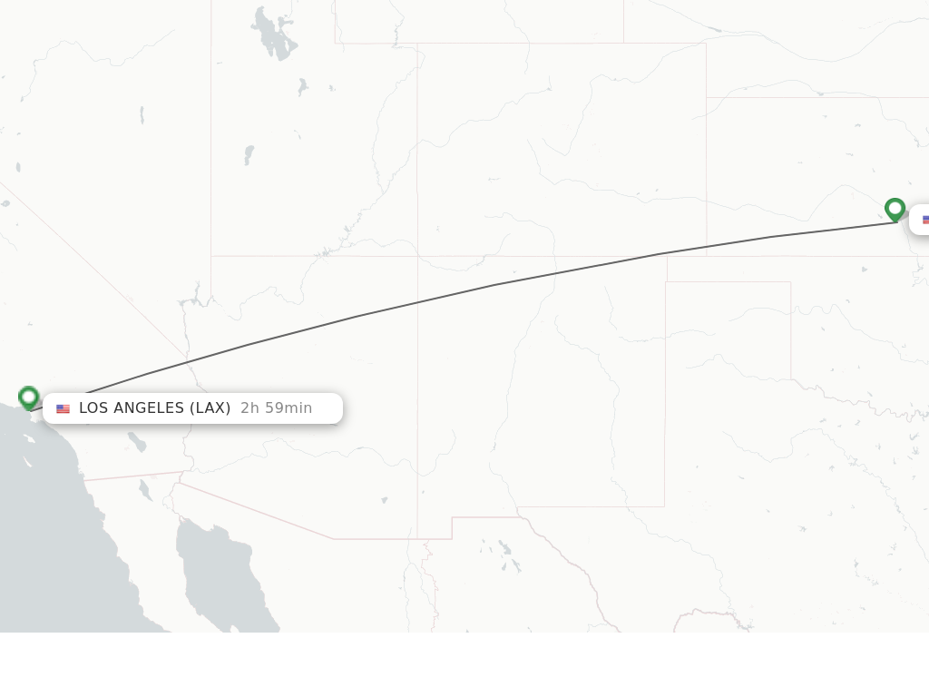 Flights from Wichita to Los Angeles route map