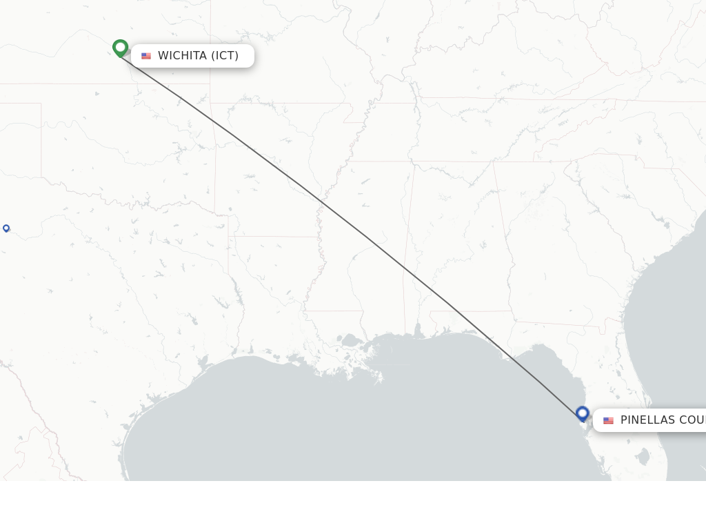 Flights from Wichita to Saint Petersburg route map