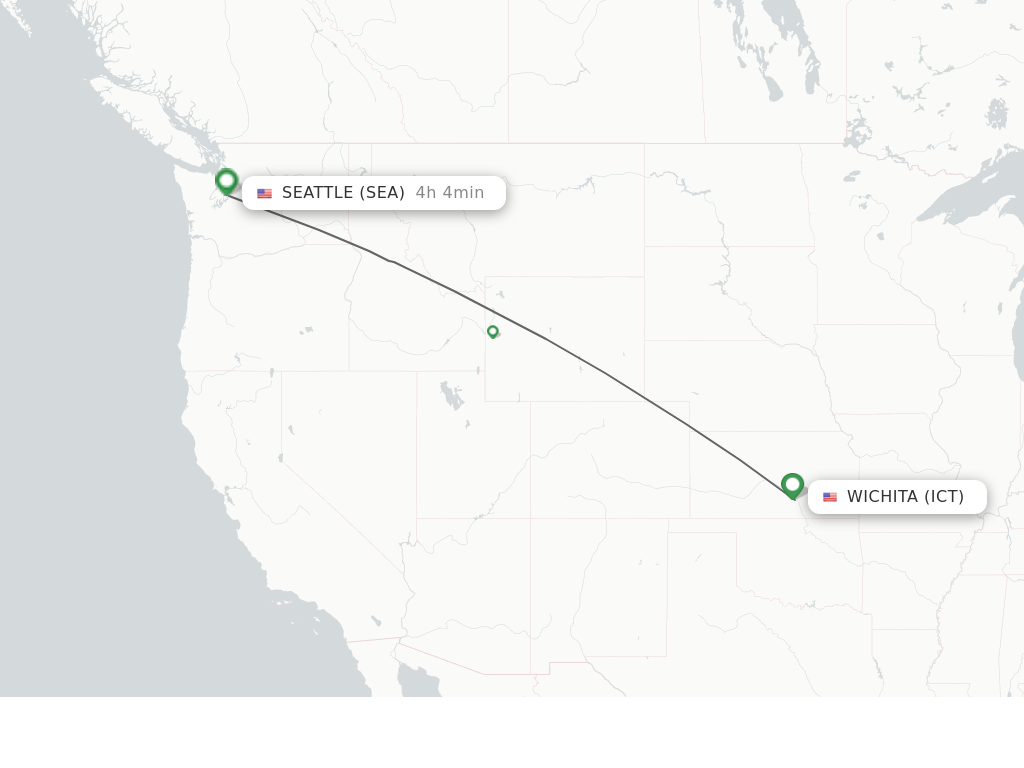 Flights from Wichita to Seattle route map