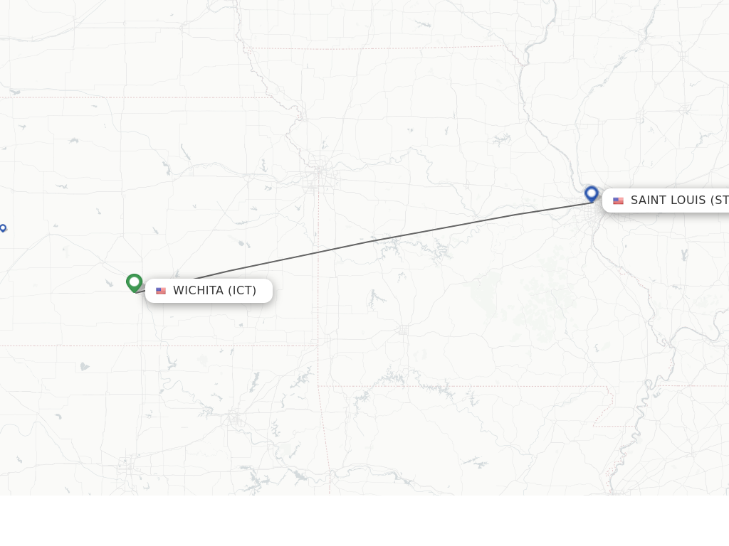 Flights from Wichita to Saint Louis route map