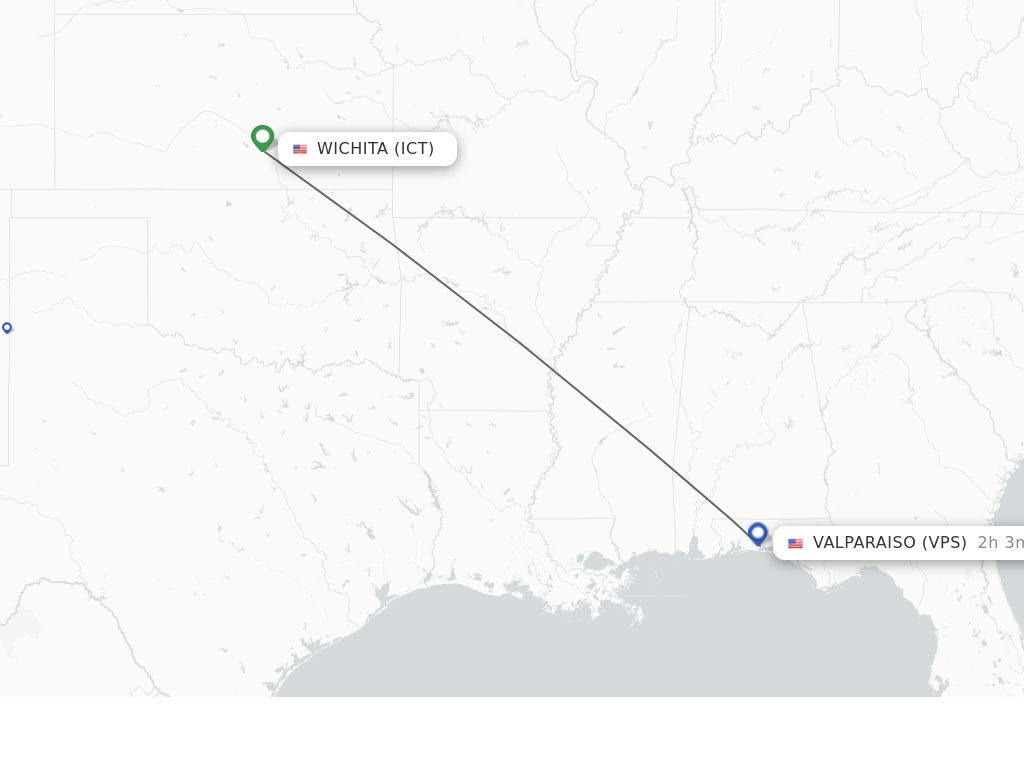 Flights from Wichita to Fort Walton Beach route map