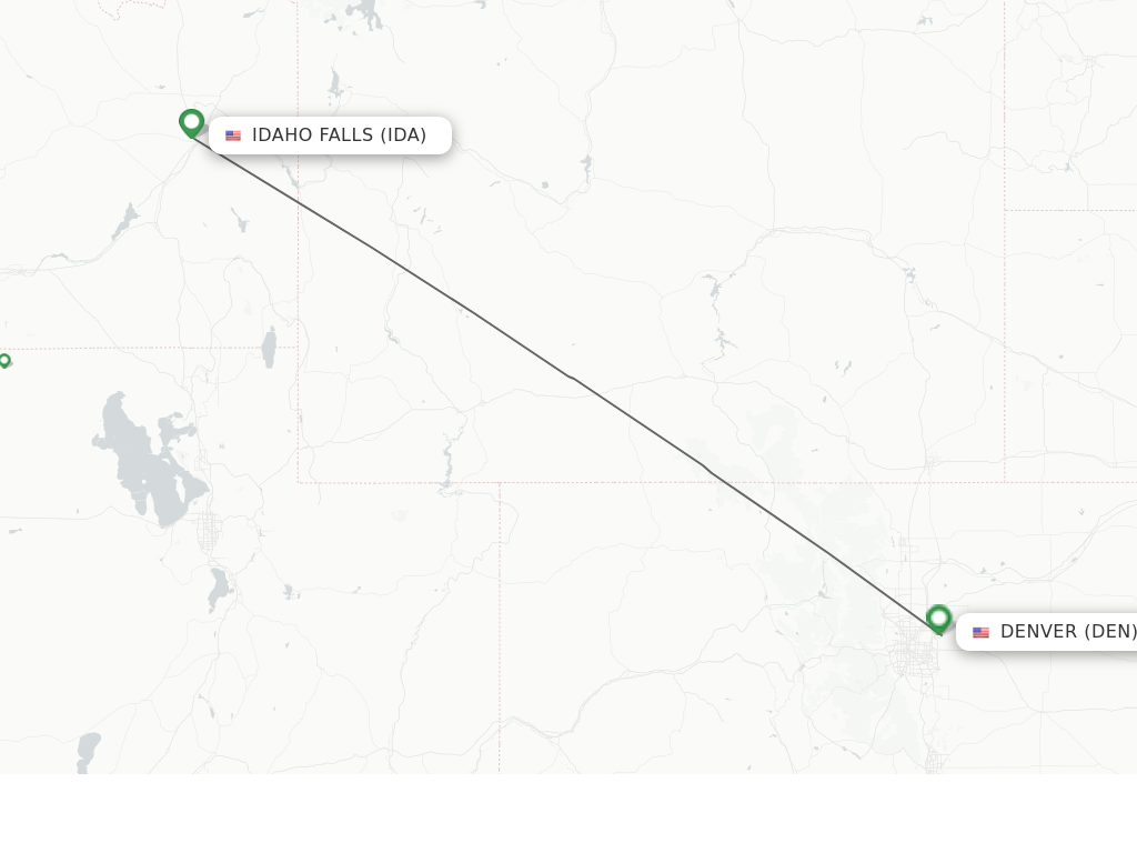 Flights from Idaho Falls to Denver route map