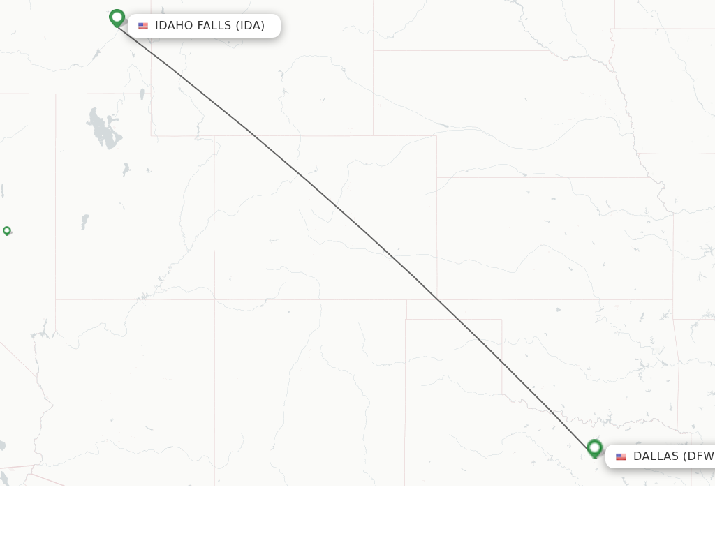 Flights from Idaho Falls to Dallas route map