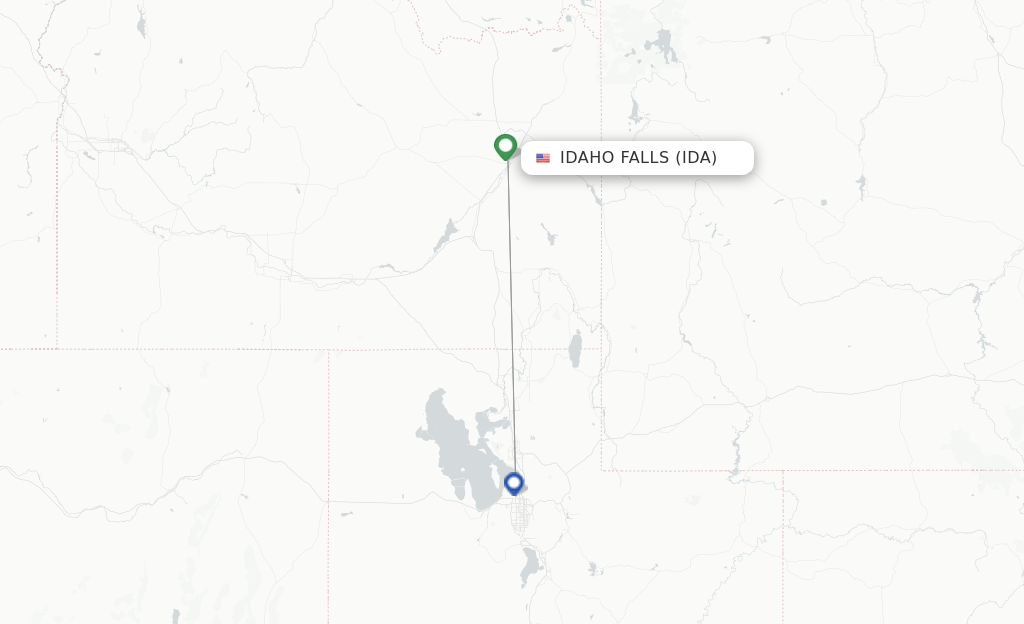Route map with flights from Idaho Falls with Delta