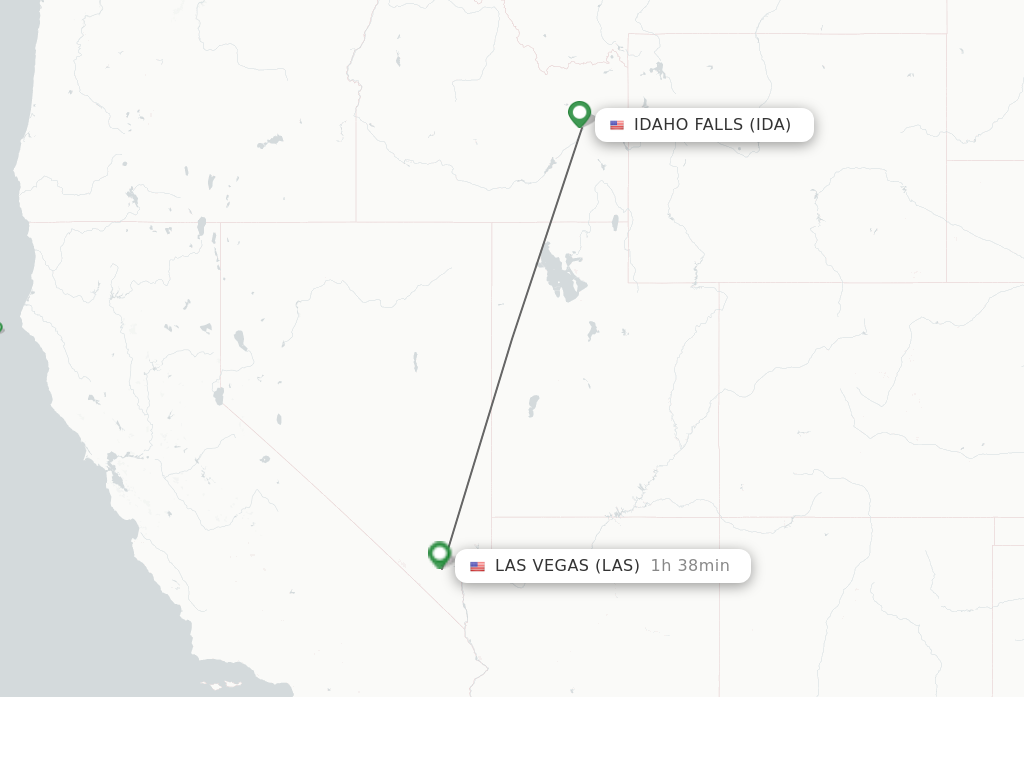 Flights from Idaho Falls to Las Vegas route map