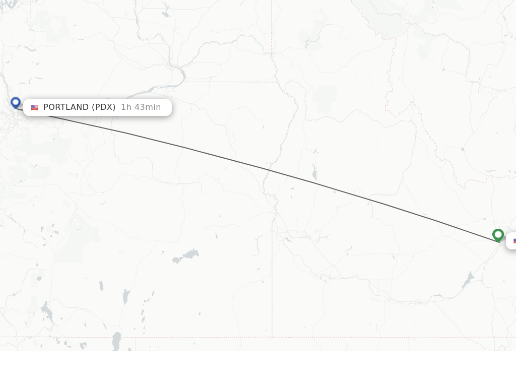 Flights from Idaho Falls to Portland route map