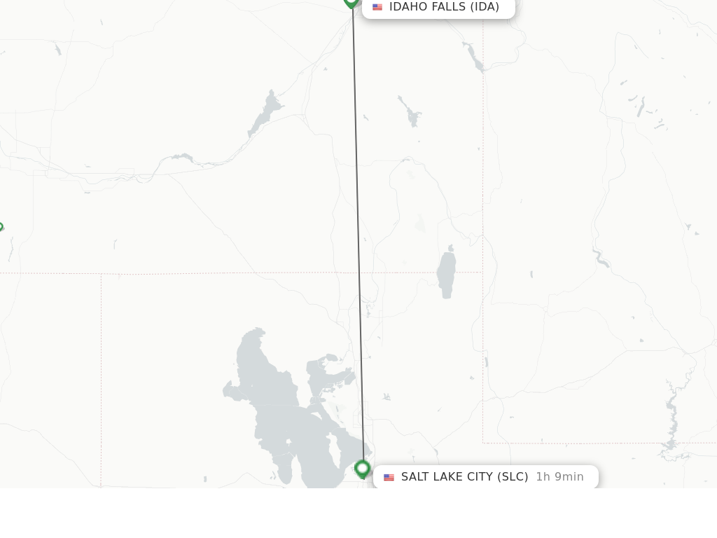 Flights from Idaho Falls to Salt Lake City route map