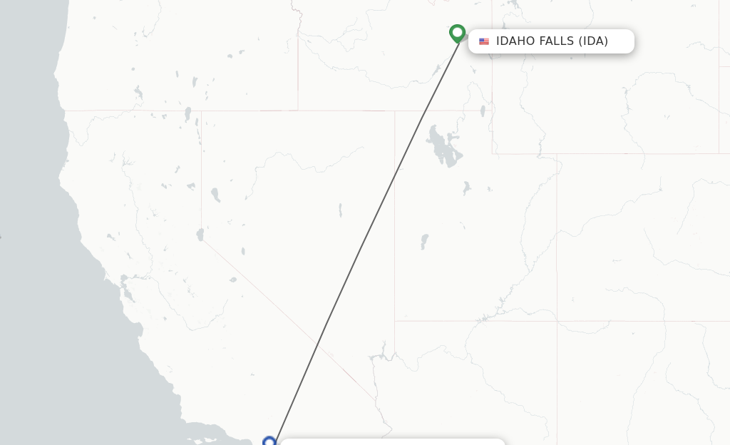 Flights from Idaho Falls to Santa Ana route map