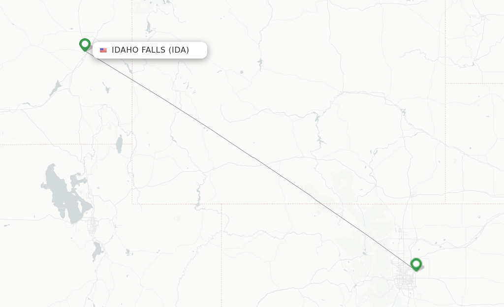 Route map with flights from Idaho Falls with United