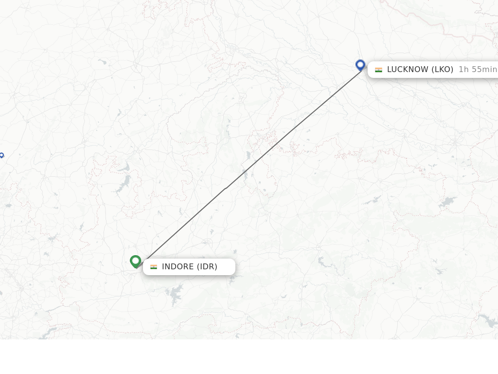 Flights from Indore to Lucknow route map