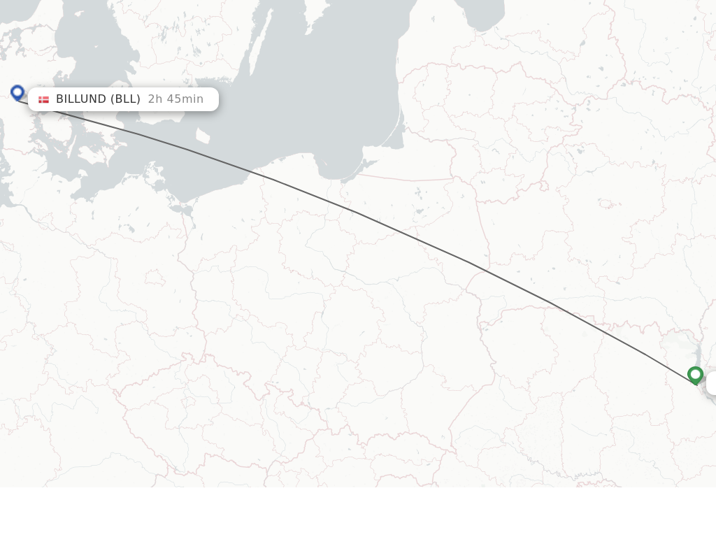 Flights from Kiev to Billund route map