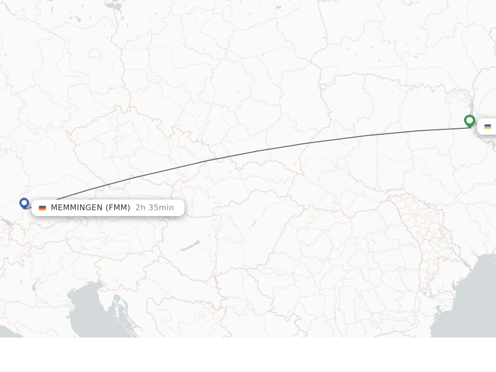 Flights from Kiev to Memmingen route map