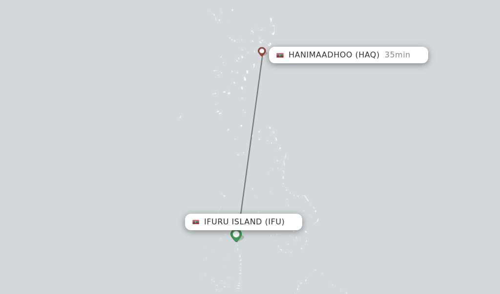Flights from Hanimaadhoo to Ifuru Island route map