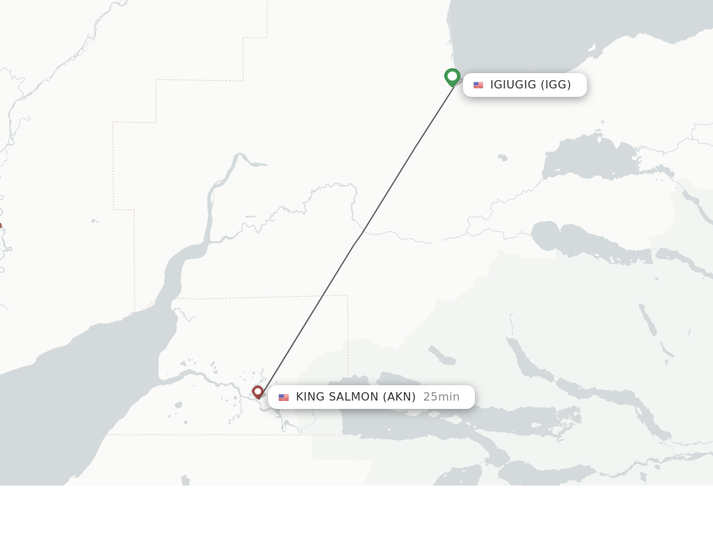 Flights from Igiugig to King Salmon route map