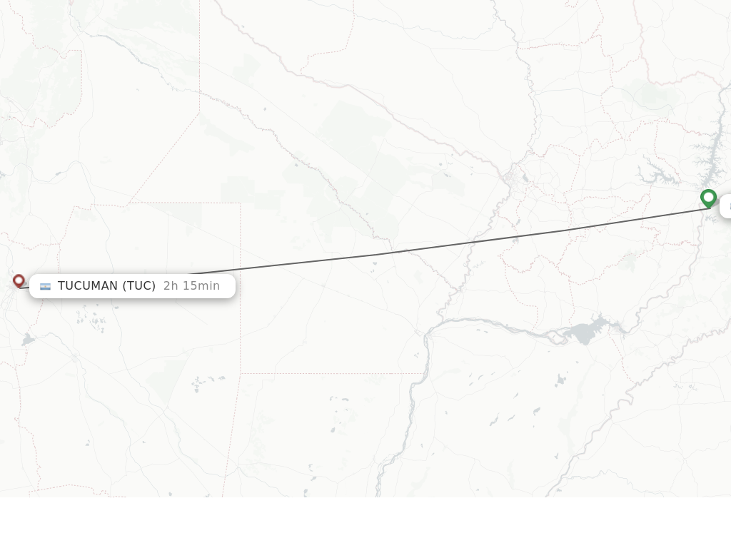 Flights from Iguazu to Tucuman route map