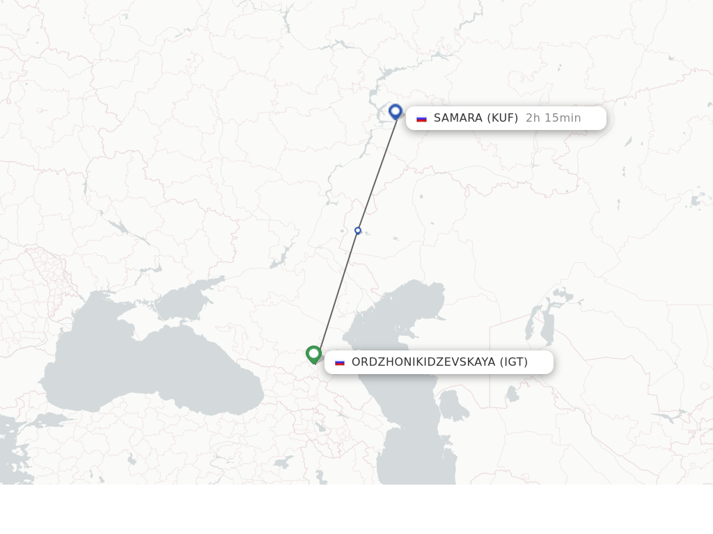 Flights from Samara to Ordzhonikidzevskaya route map