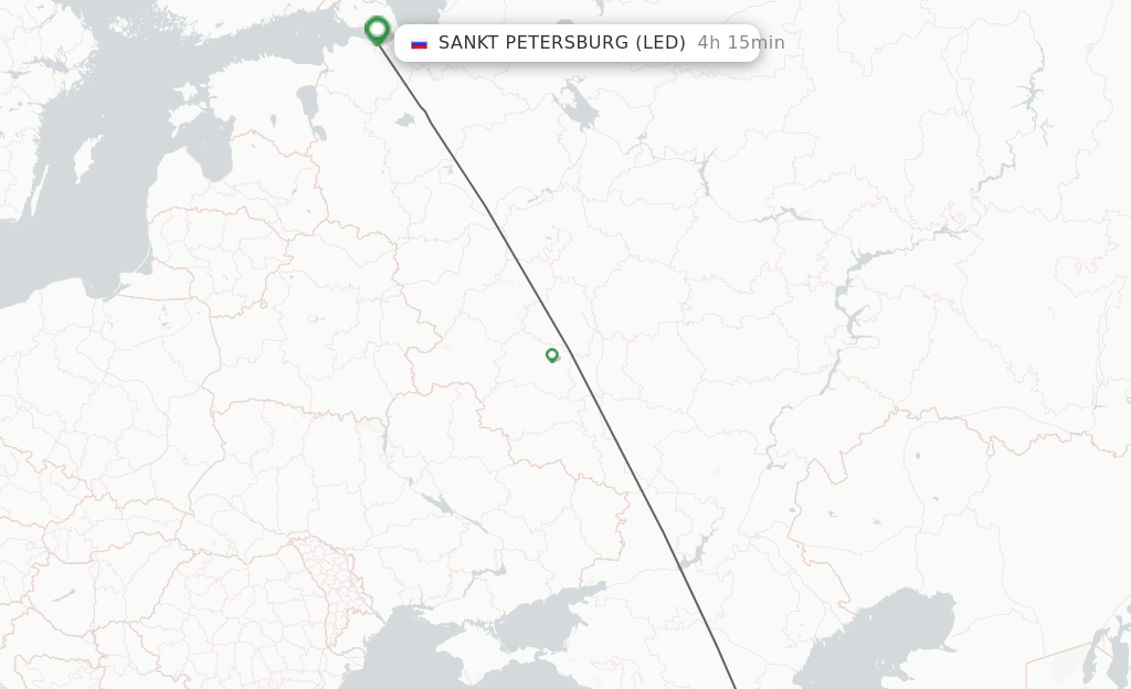 Flights from Ordzhonikidzevskaya to Saint Petersburg route map