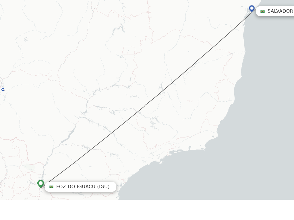 Flights from Iguassu Falls to Salvador route map