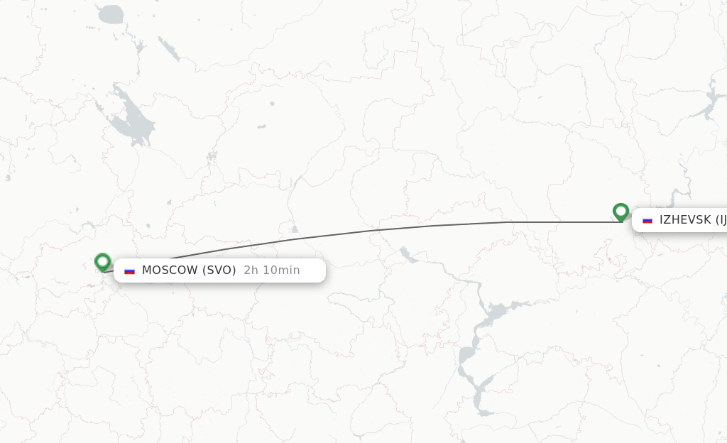 Flights from Izhevsk to Moscow route map