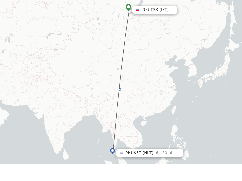 Flights from Irkutsk to Phuket route map